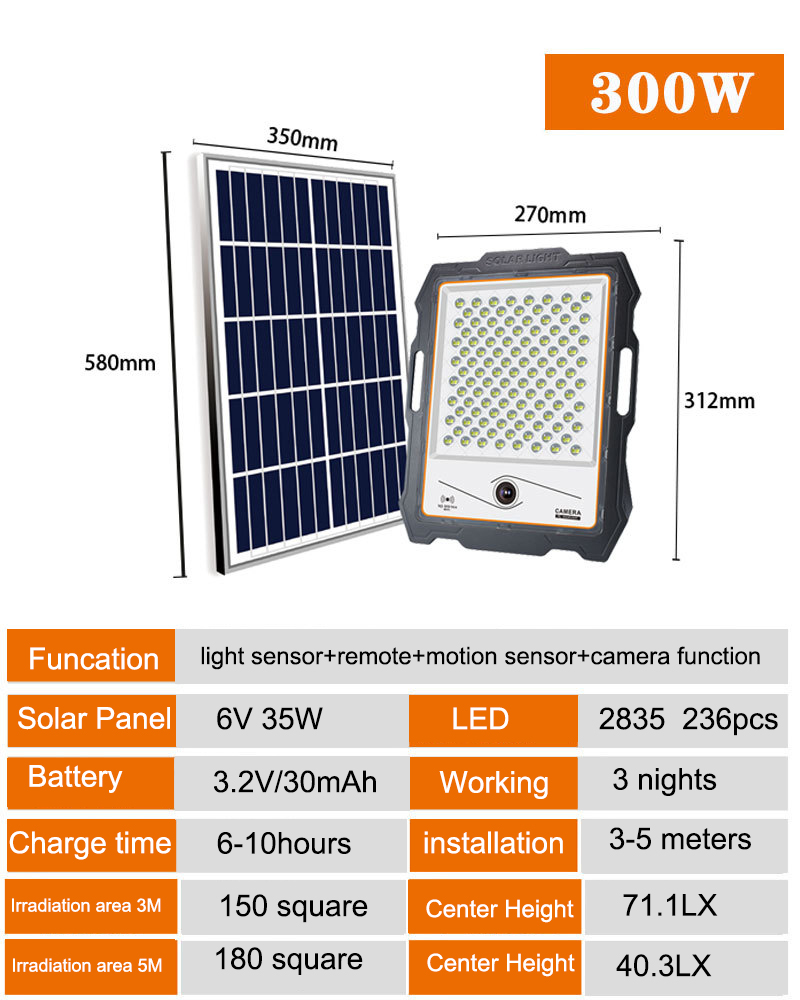 LED Solar Powered Security PIR Alarm Smart Monitoring Solar Flood Light
